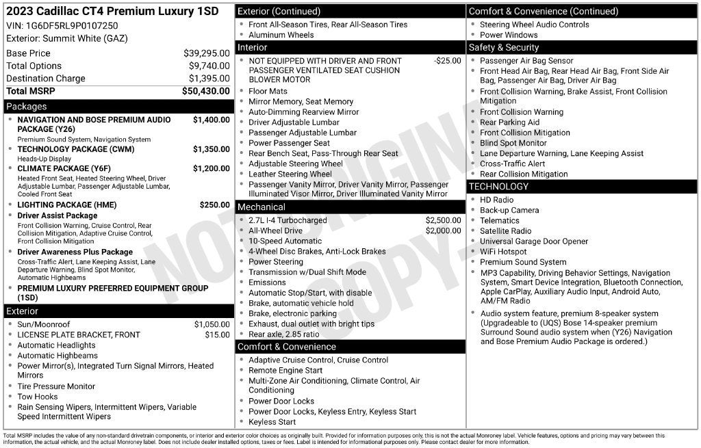 2023 Cadillac CT4 Premium Luxury
