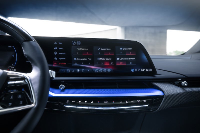 The 2026 OPTIQ-V Display Screen Displaying the V-Mode Settings | Suttle Cadillac in NEWPORT NEWS VA