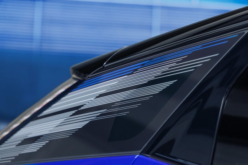 Close-up of the Modern Pattern on the 2026 OPTIQ-V Rear Quarter Glass | Suttle Cadillac in NEWPORT NEWS VA
